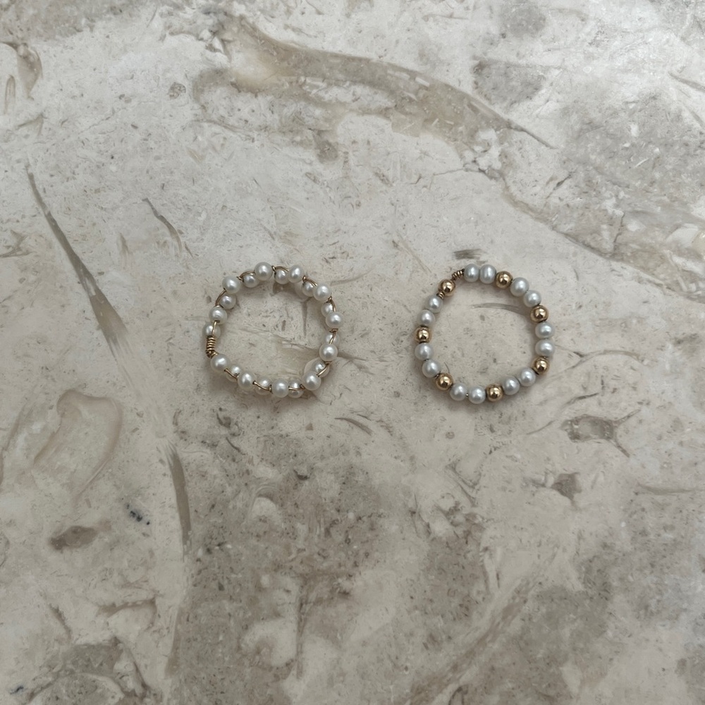 Freshwater pearls handmade rings （gold vermeil）